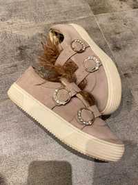 Zara 39,5 r 25,5 cm zamszowe buty mokasyny trampki damskie