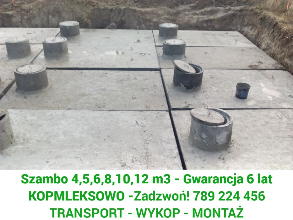 Szamba betonowe zbiorniki na szambo 4-12m z WYKOPEM kompleksowo Lusowo