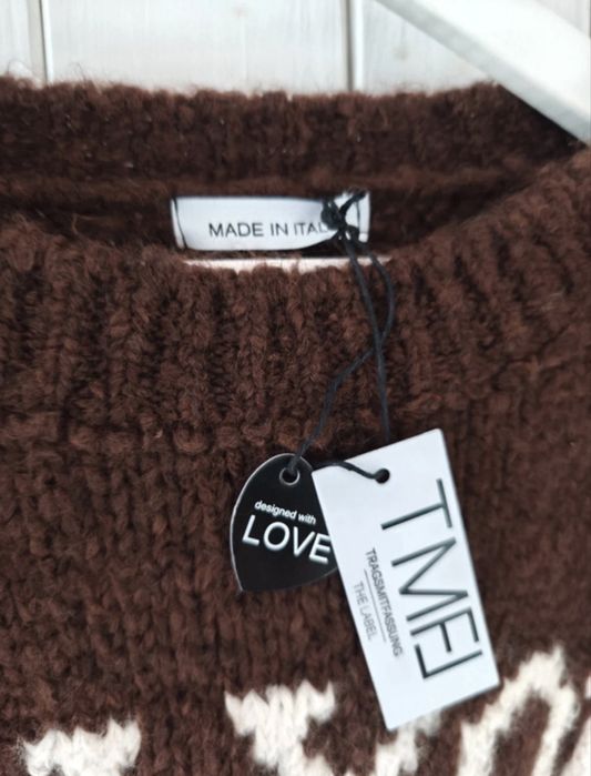 В’язаний светр (стрікпуловер) темно-коричневий, новий.