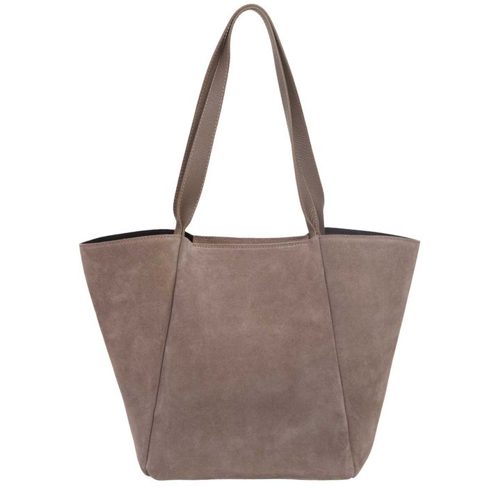 VERA PELLE torebka zamszowa shopper z długimi rączkami V700 taupe