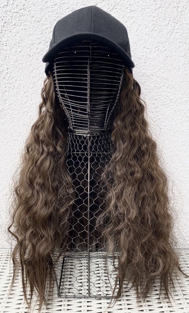 Włosy doczepiane, czapka z włosami, brąz, fale ( 506 )
