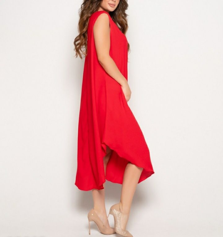 Красноне платье Червона (алый) , сарафан, красное летнее платье.