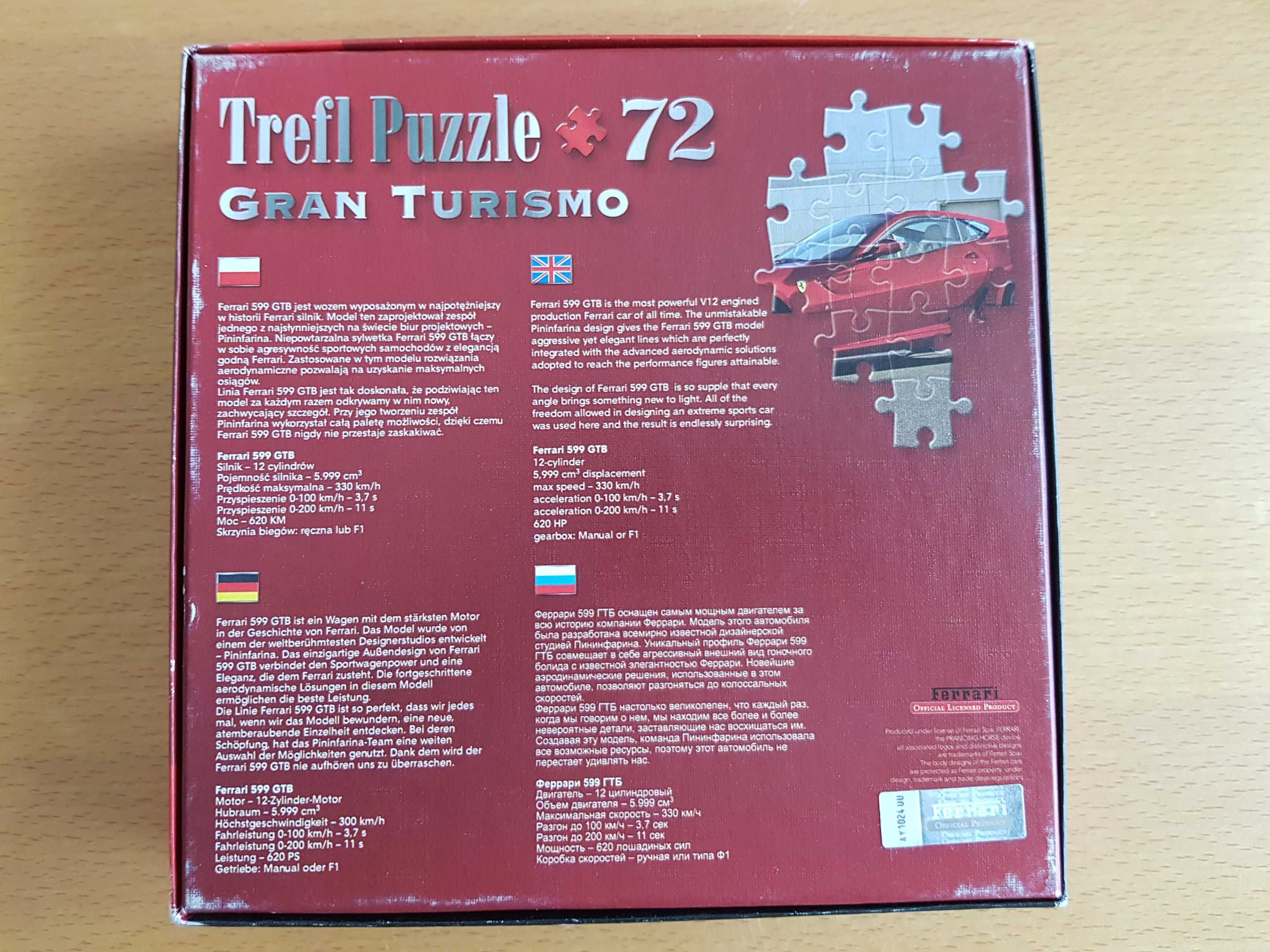 Puzzle 72 szt. Trefl 3D - Ferrari 599 GTB Fiorano