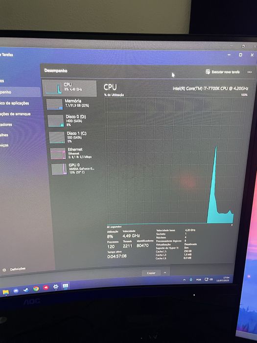Setup gaming completo! Pc+2 monitores, rato, teclado, fones, comando..