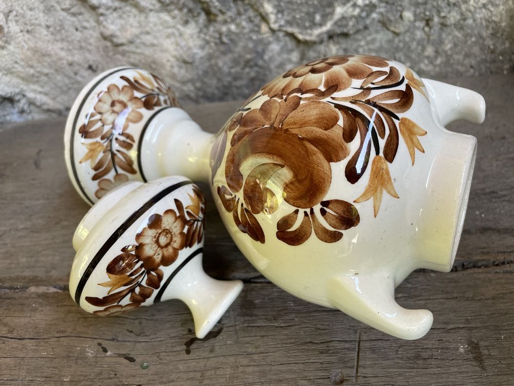 KOŁO stara amfora karafka ceramiczna fajans PRL + wazonik