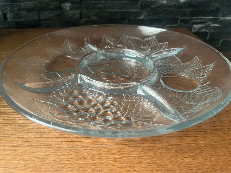 Kryształowa patera na przekąski owoce tłoczone  31 cm