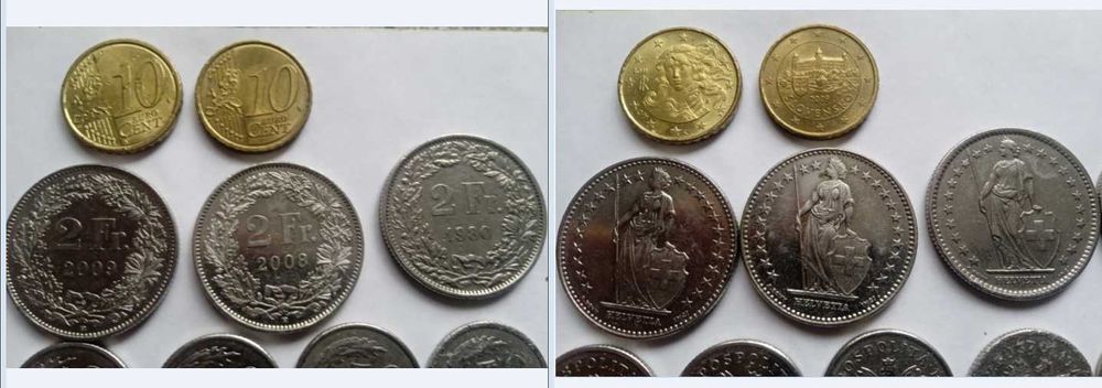 Продам монеты разных стран европы evro frank-CH zloty $ и всего мира