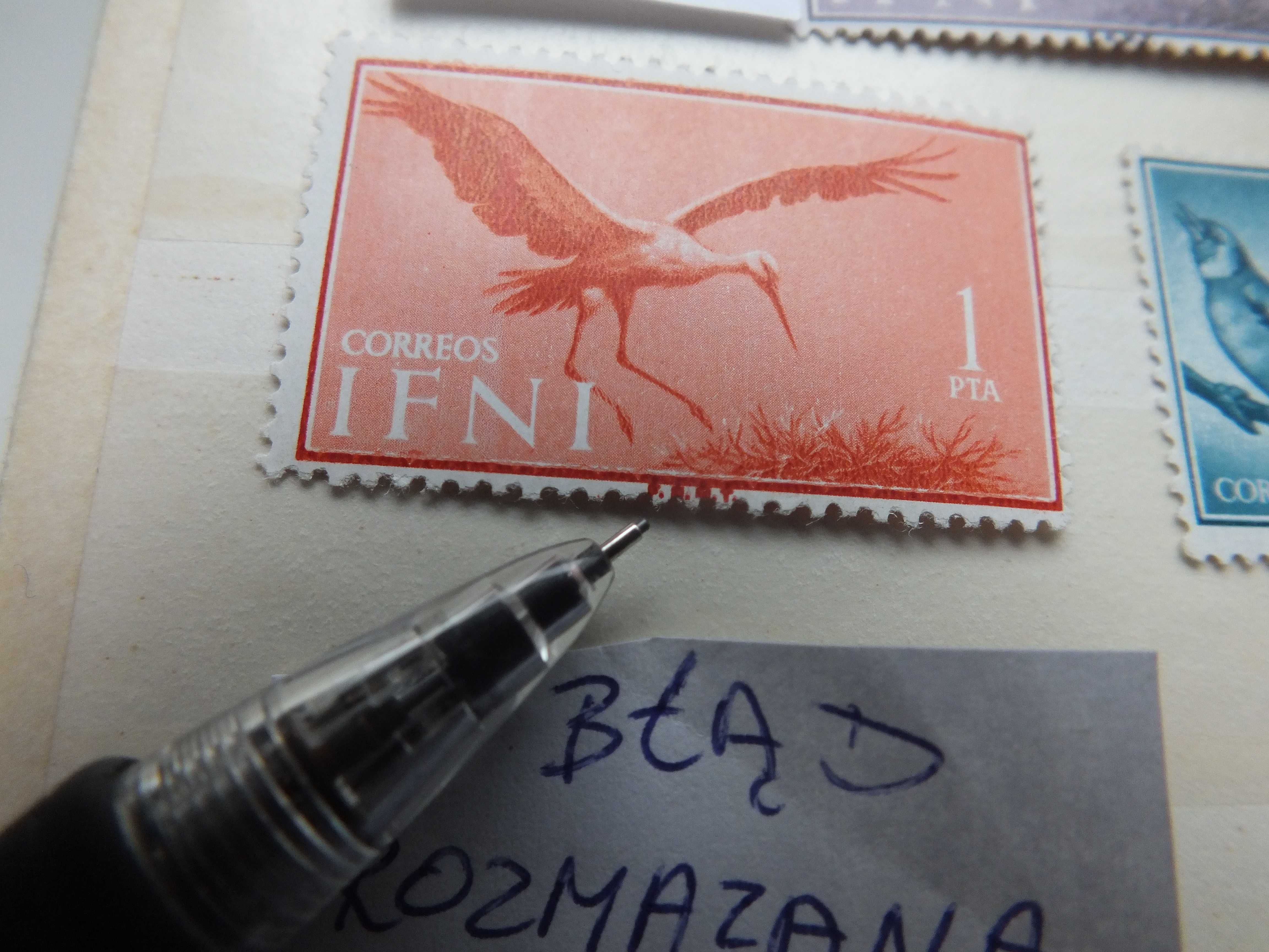 7szt. znaczki Mi192 BŁĄD 1960r. Kolonie Hiszpania IFNI Afryka PTAKI