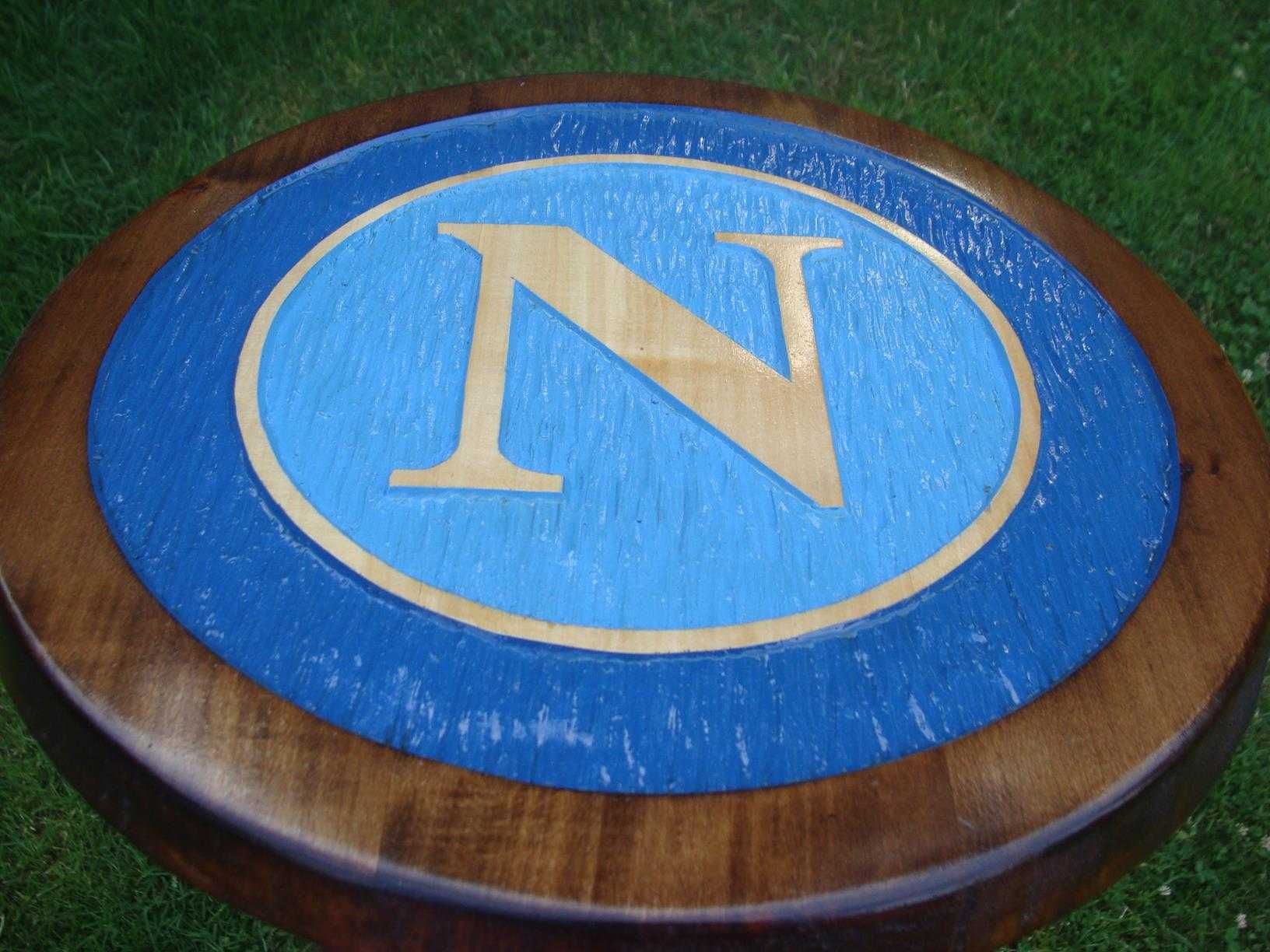 SSC Napoli Ręcznie rzeźbione logo w drewnie. UNIKAT
