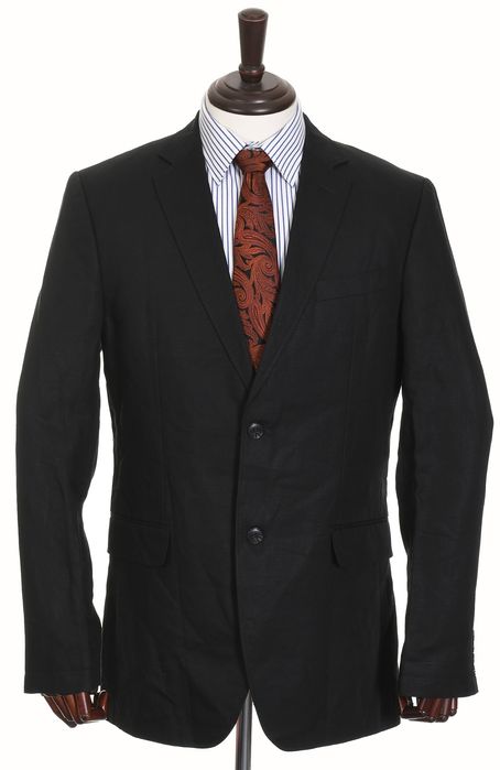 C&A ANGELO LITRICO czarna lniana marynarka męska z bawełna SLIM r. 50