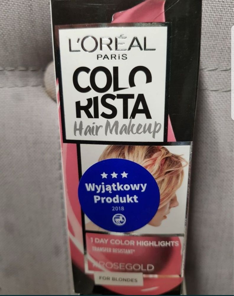 Farba do włosów zmywalna różowa Loreal. Do pasemek jednodniowych 10 sz