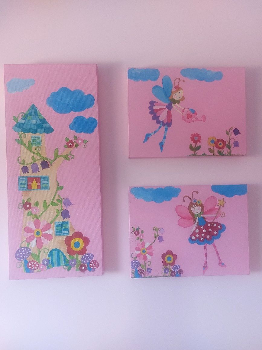 Quadros pintados à mão - Fadas