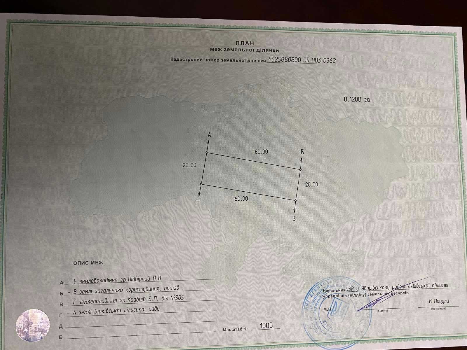 Продаж землі в с.Бірки