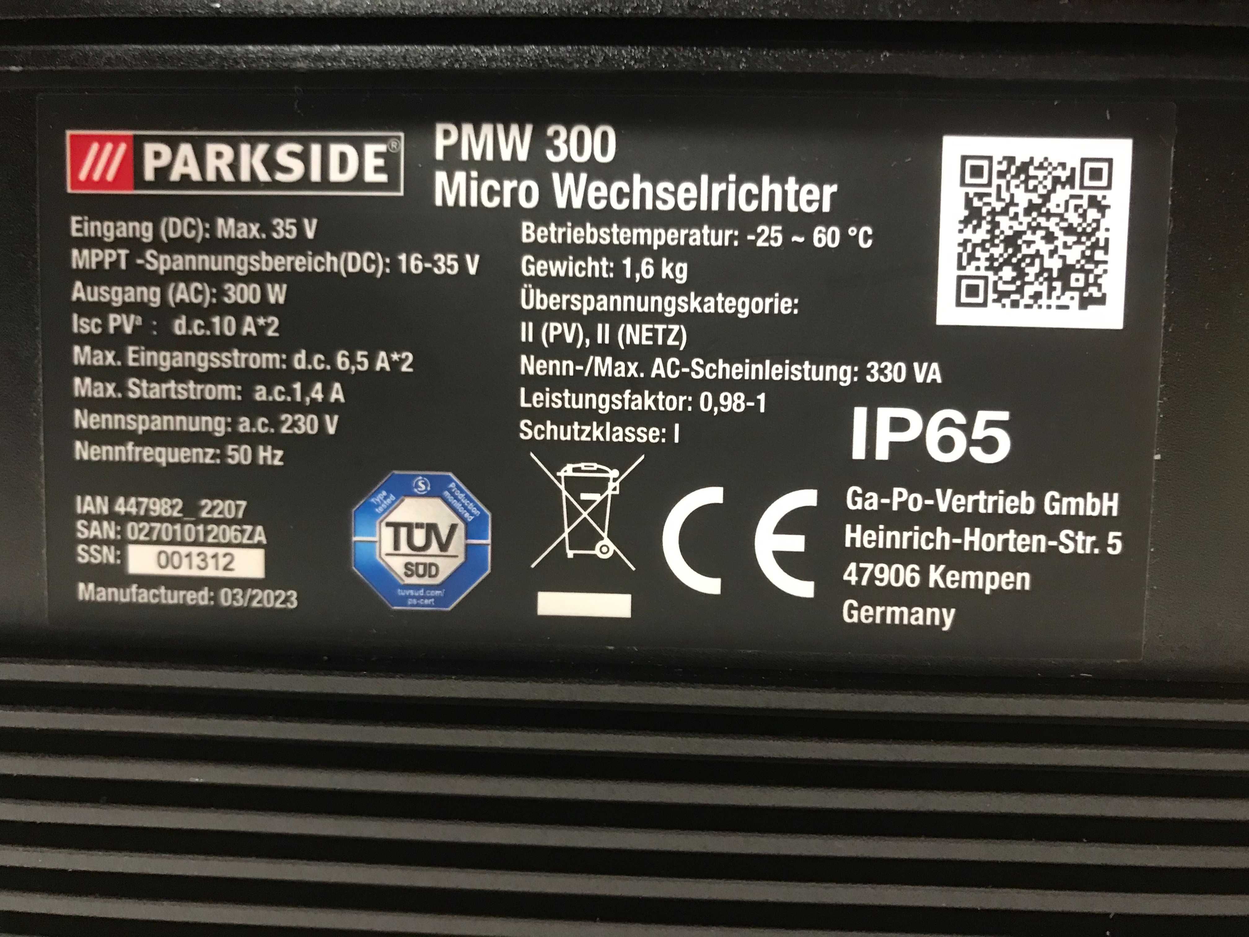 Сонячна електростанція PARKSIDE PBKW 300 A1 + контролер 12v