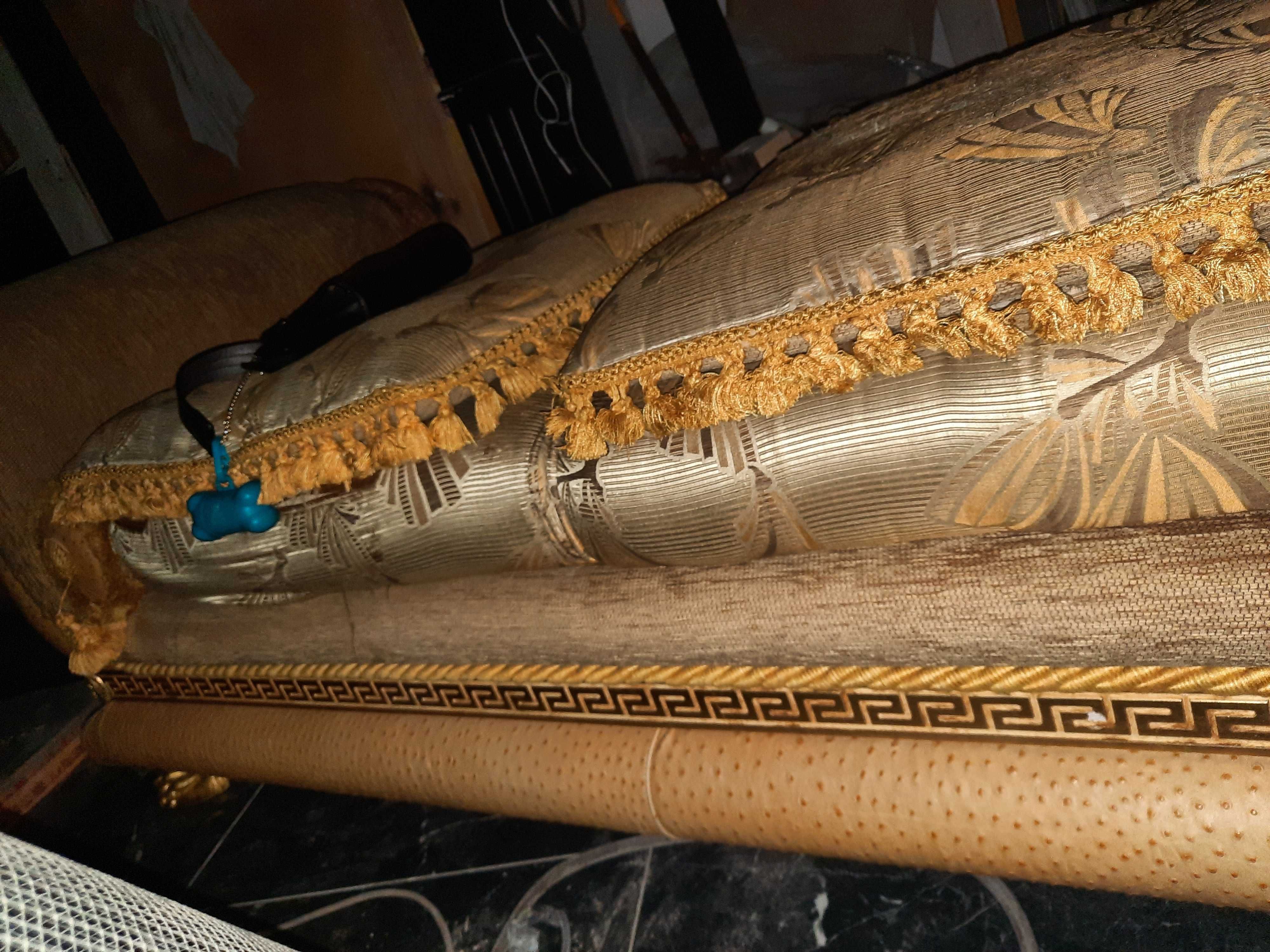 Sofa 3-osobowa Versace beżowo-złota
