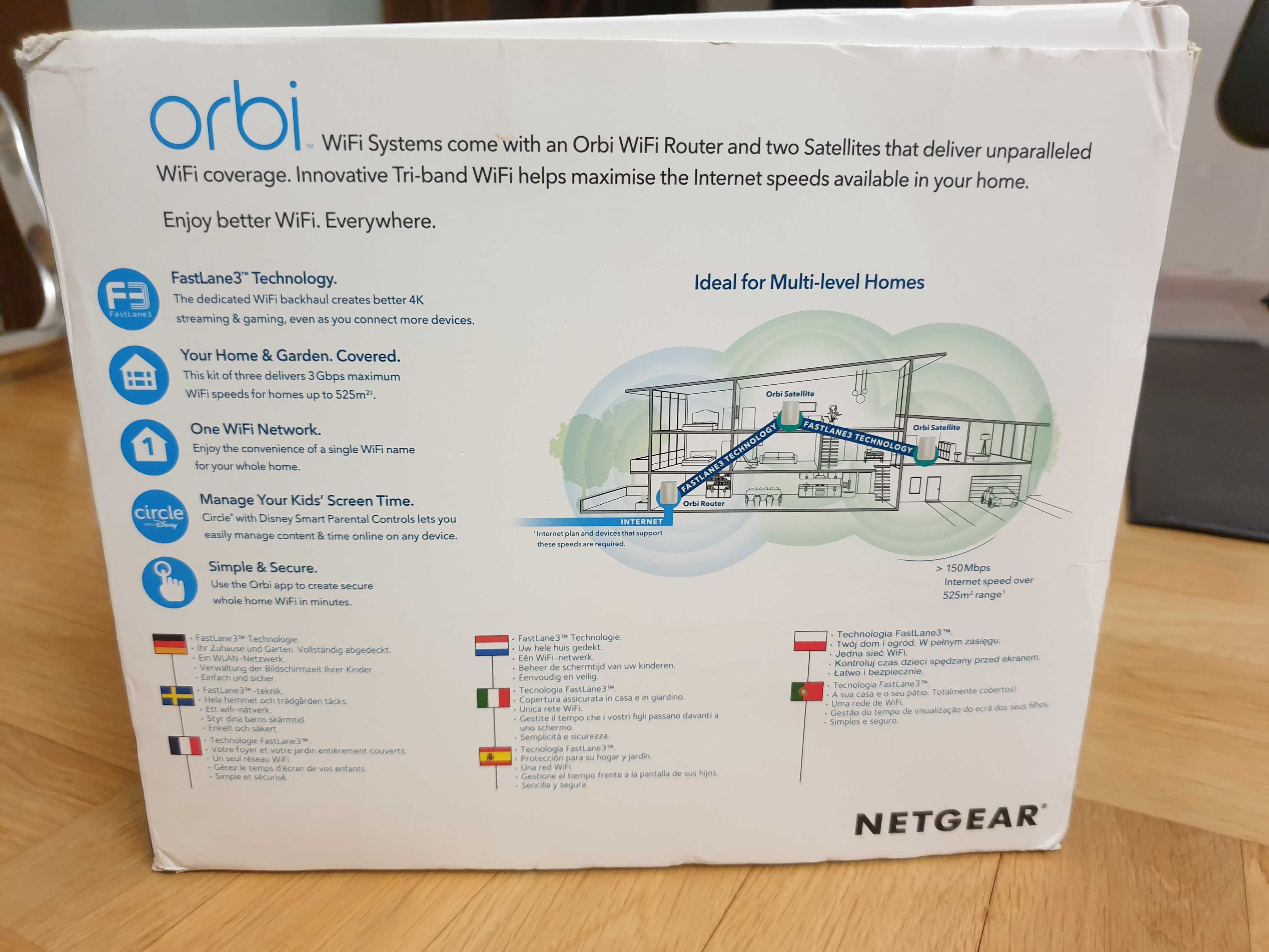 Netgear Orbi RBK53-100PES, AC3000, mesh (3 elementy: router+2satelity)