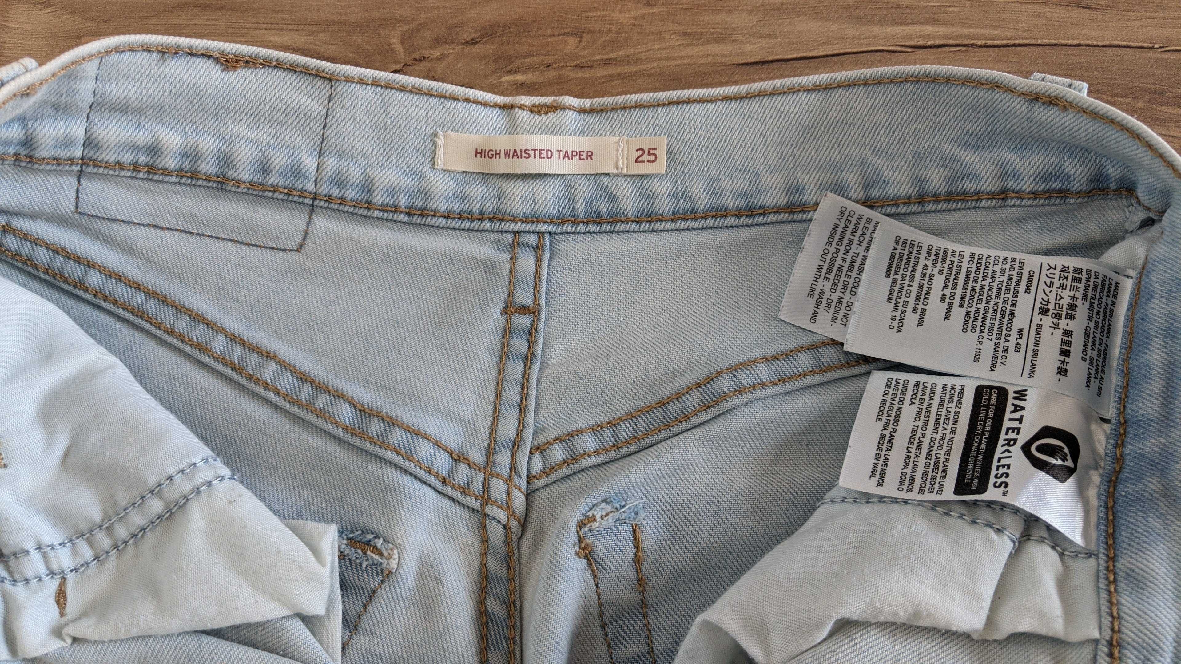 Jeansy levi's high waisted taper w25 l27 jasny denim