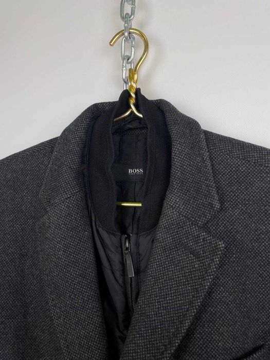 Чоловіче вовняне сіре пальто з підкладкою hugo boss nadim