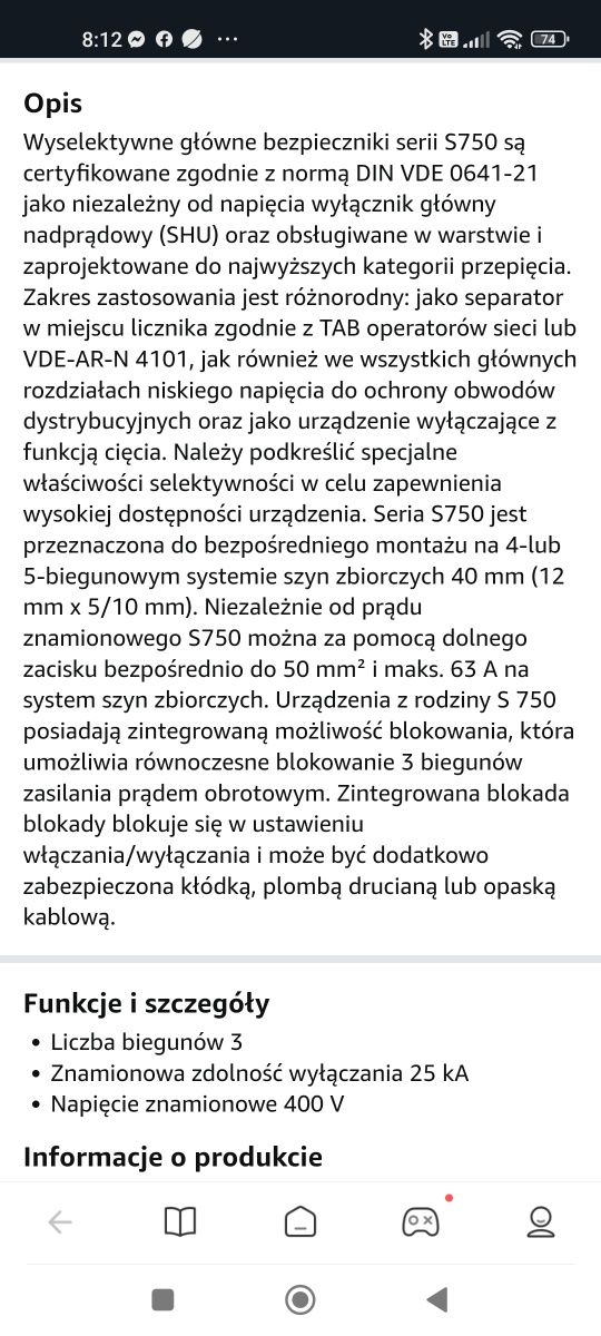 Wyłącznik główny ABB S751/3 E50