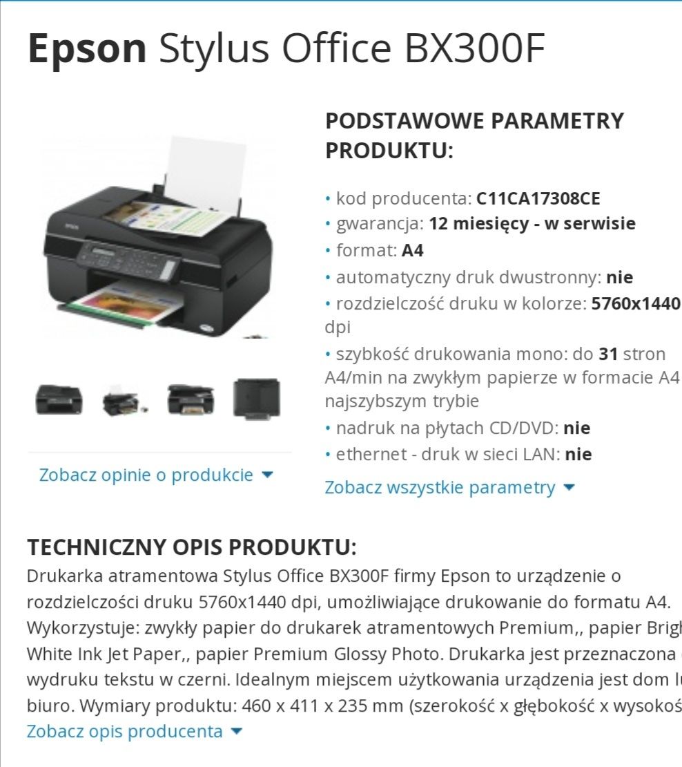 Epson Stylus Office BX300F urządzenie wielofunkcyjne drukarka wysyłka