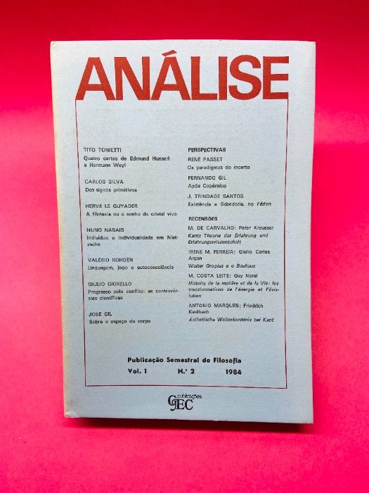 Análise, Publicação Semestral de Filosofia, Vol. I, Nº2