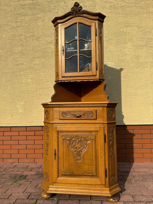 narożnik meblowy stylowy szafka komoda witryna narożna ludwik dębowy
