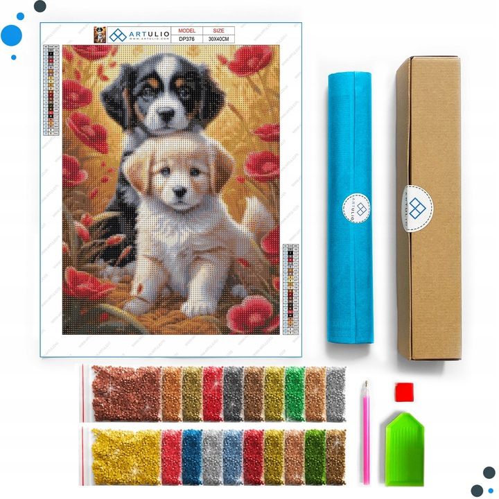 Haft Diamentowy Diamond Painting Mozaika Dla Dzieci 5d Pies Szczeniaki