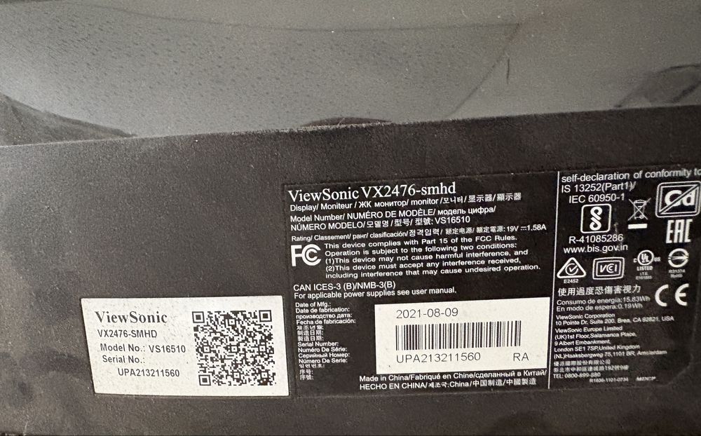 Monitor ViewSonic VX2476