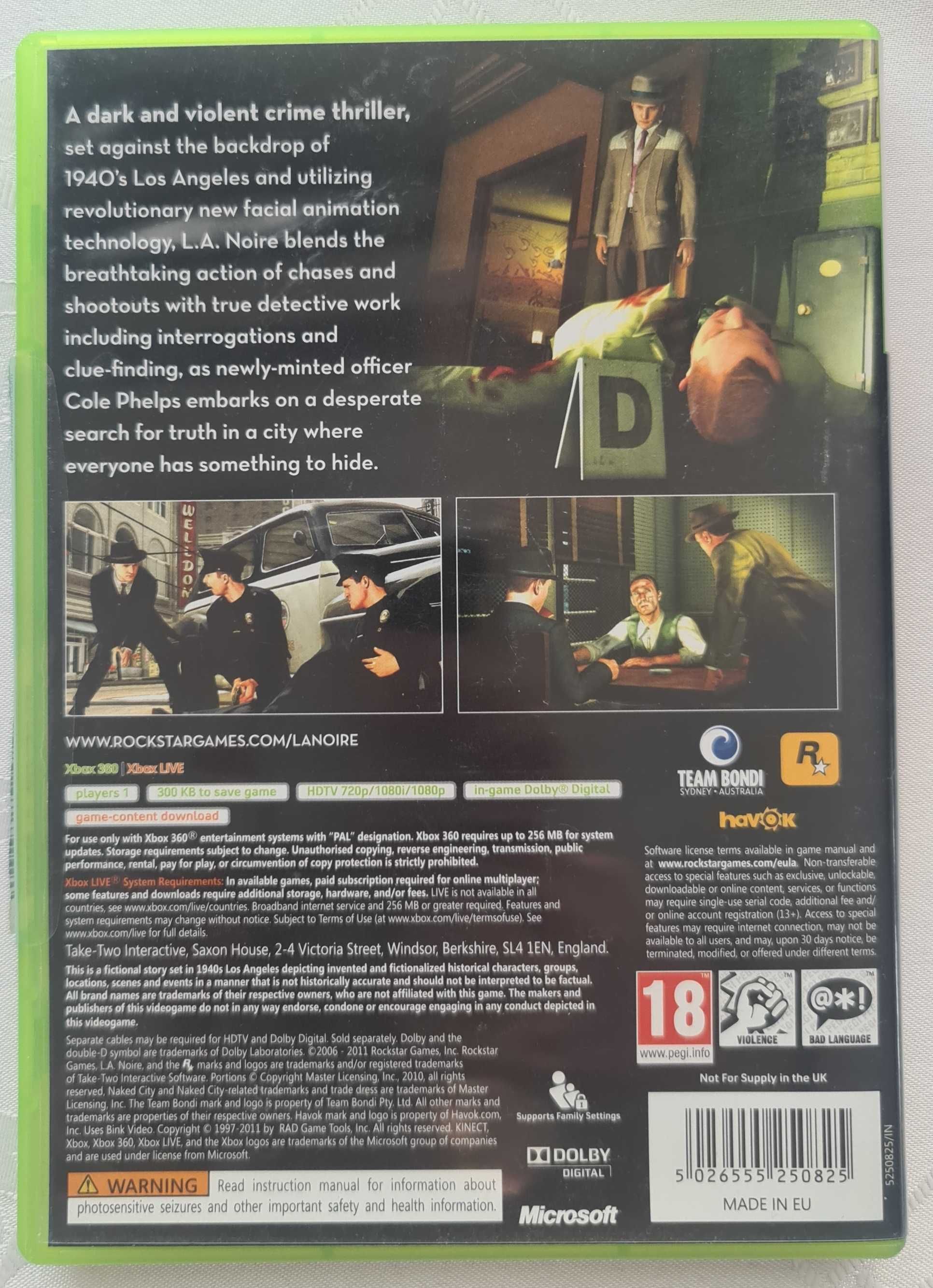 L. A. Noire Xbox 360 Kompletny zestaw