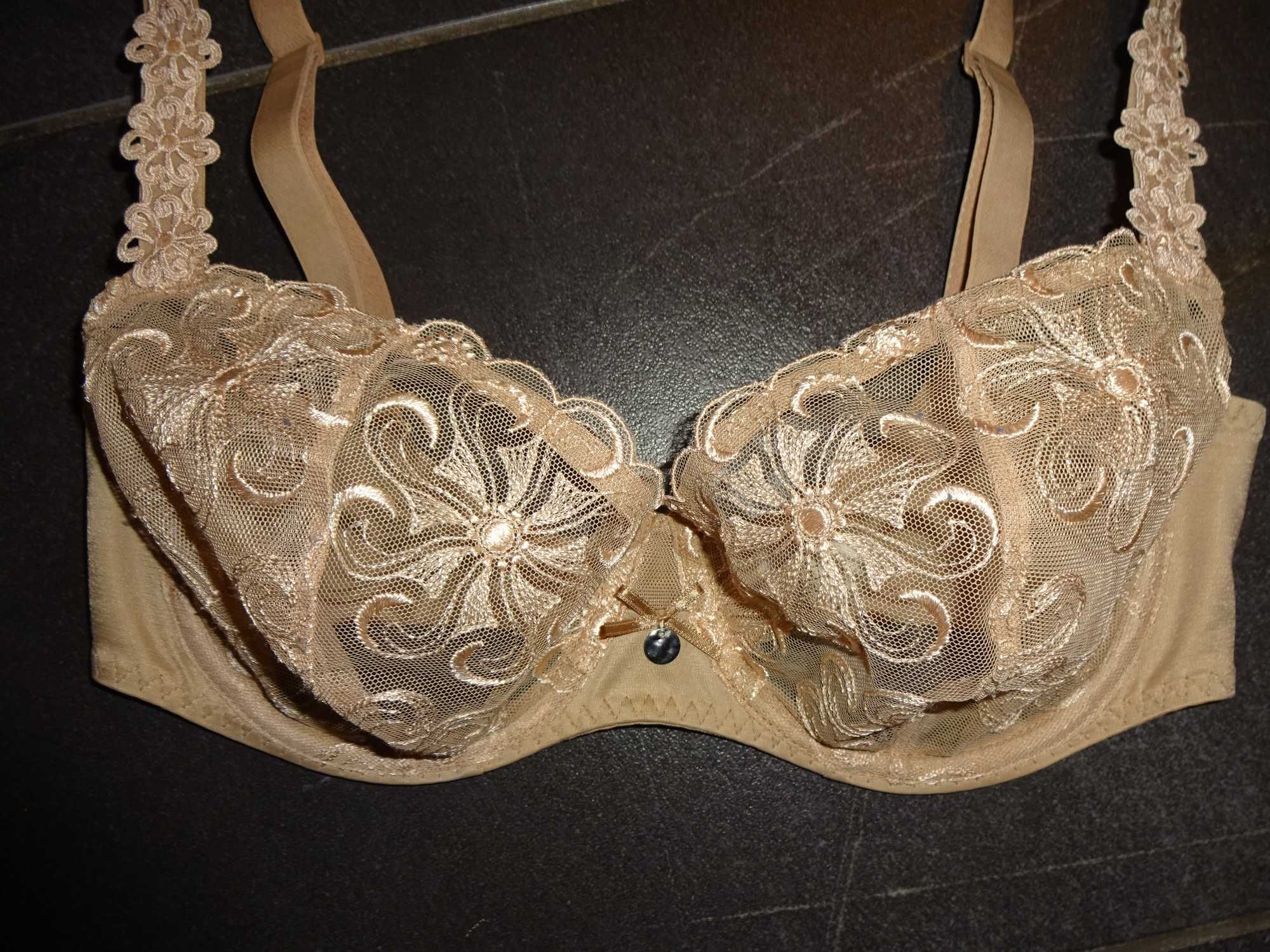 SIMONE PERELE oryginalny beżowy koronkowy biustonosz 65F