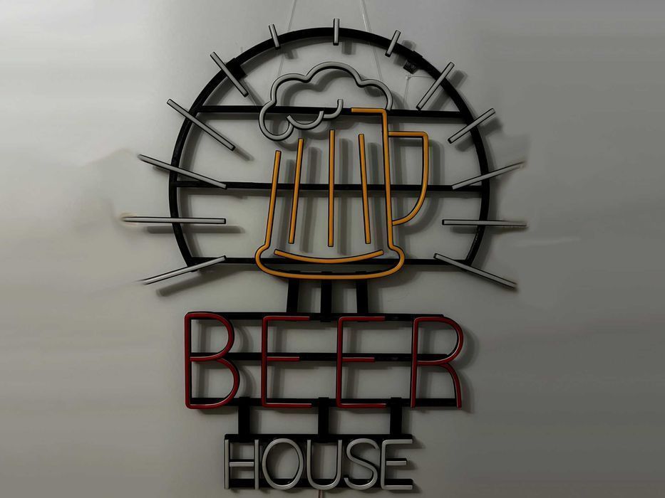 Неонова вивіска "Beer House" багатокольорова, 921*748 мм