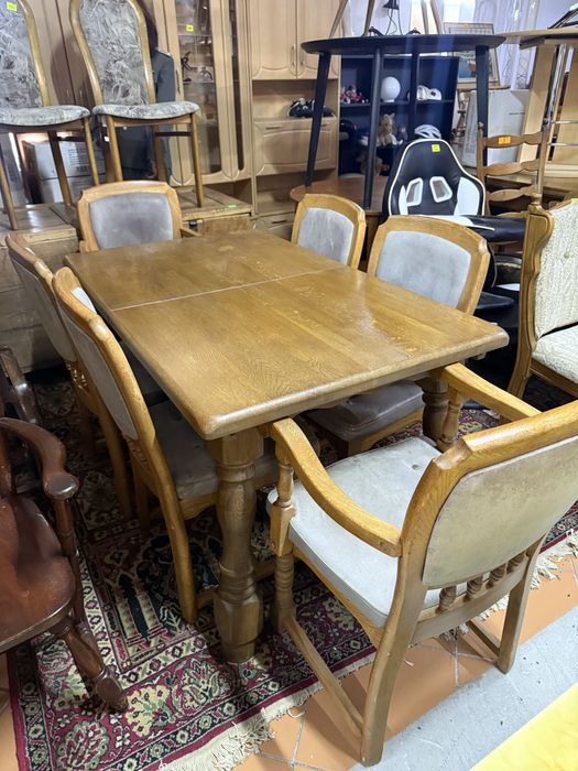 Dębowy komplet jadalniany z Holandii – solidny, ciężki DOWOZ DO DOMU