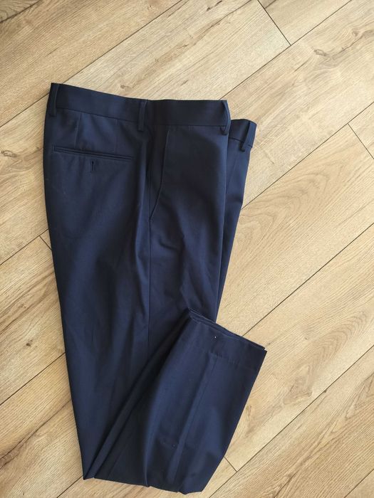 Spodnie męskie L Hugo Boss kant eleganckie Slim Fit wełna pas96