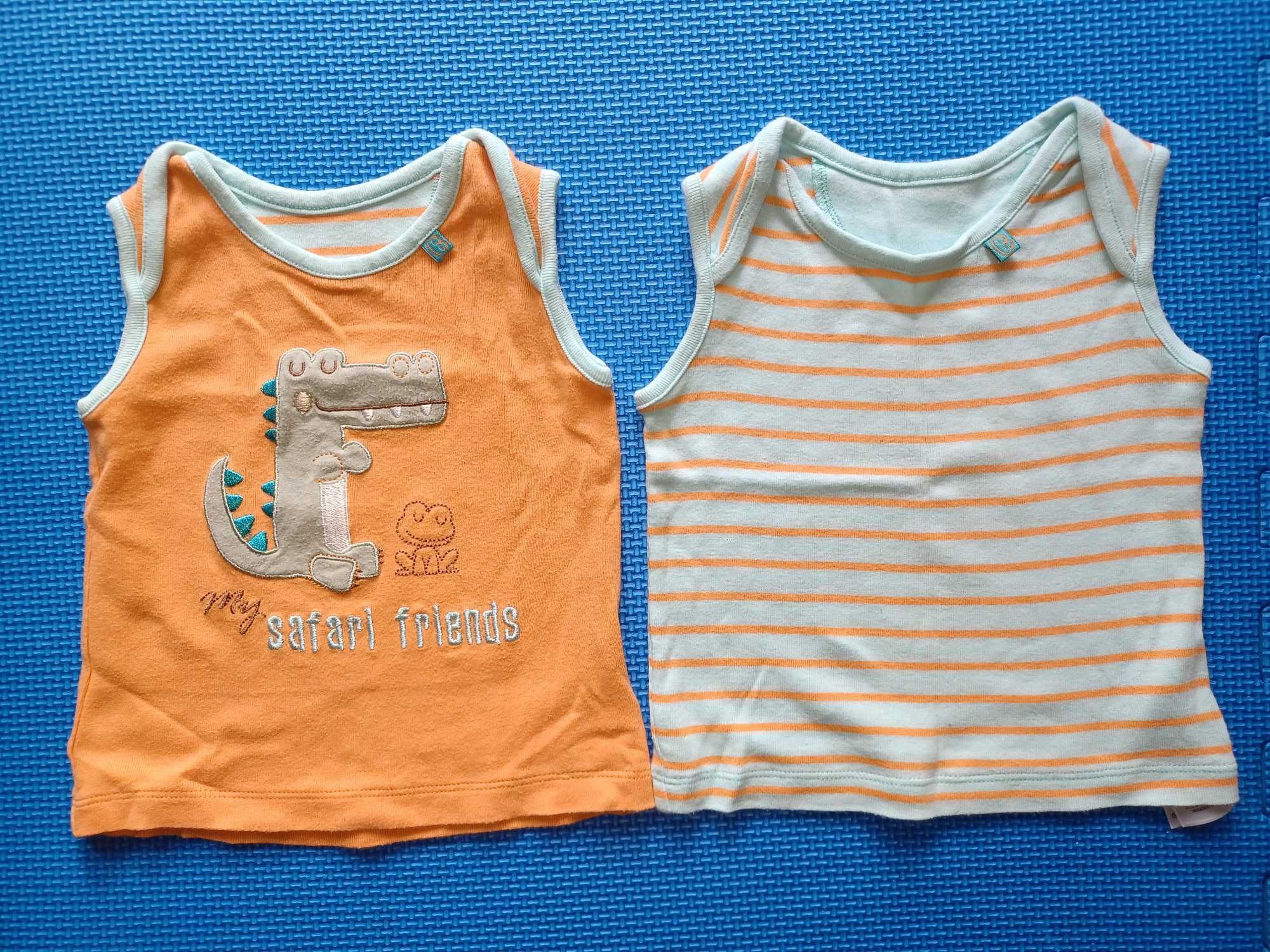 2 x T-shirt bez rękawów, na naramkach 74 -stan bardzo dobry!!