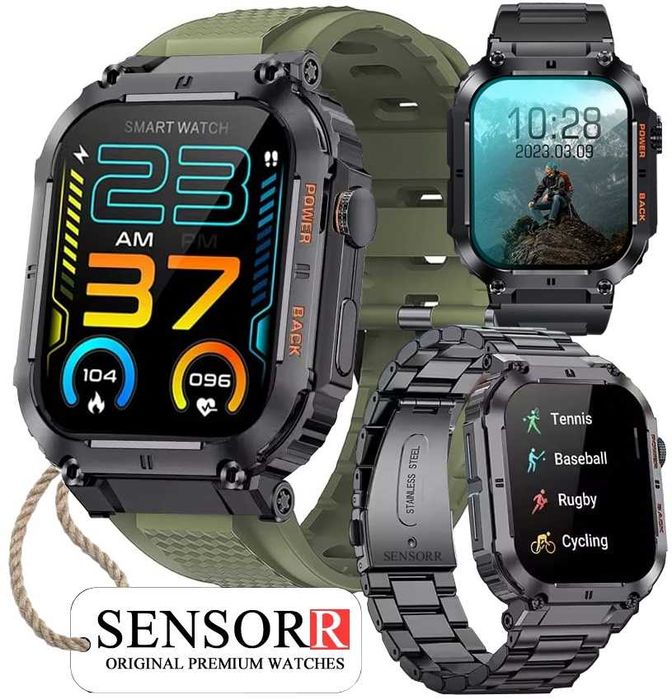 Mocny Wojskowy Zegarek Męski SMARTWATCH ROZMOWY SMS Oryginalny SENSORR