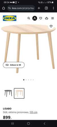 Stol Lisabo okrągły IKEA 105 cm jesion