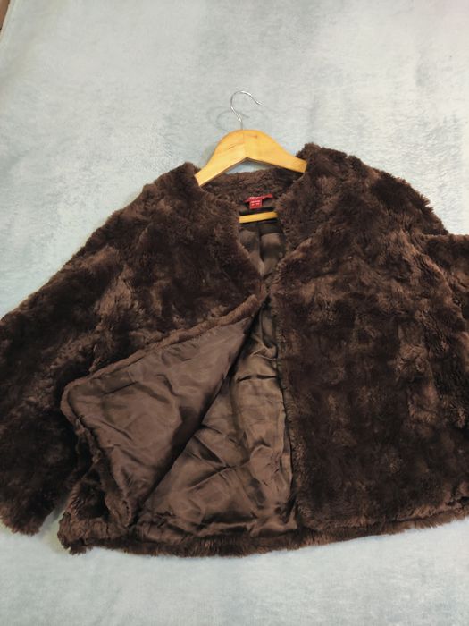 Krótkie ciemno brązowe futerko vintage 3/4 Monsoon