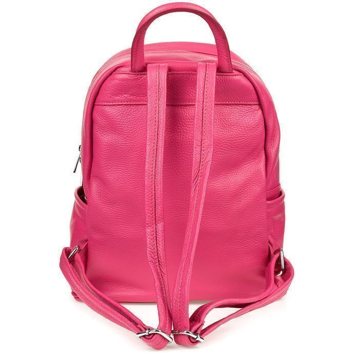 Skórzany plecak A4 duży pojemny do szkoły włoski  fuksjowy P16 fuchsia