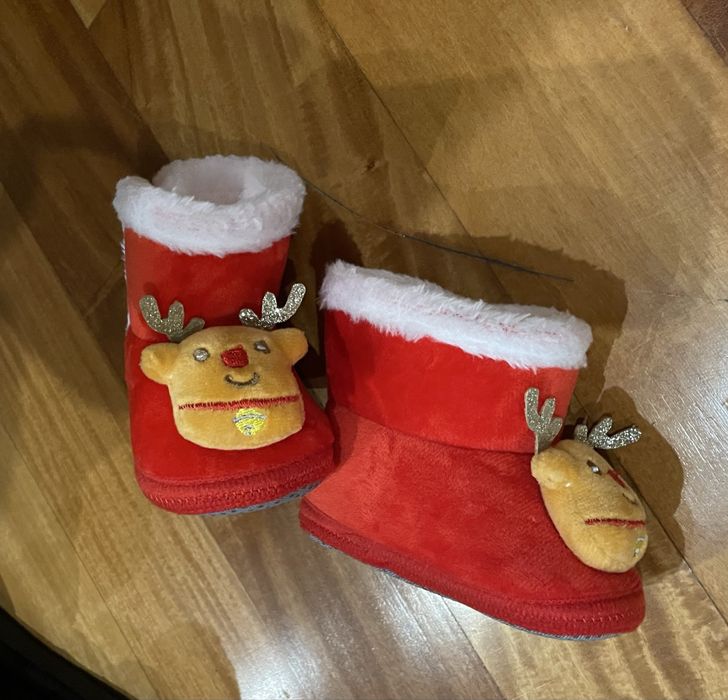 Pantufas bebe com renas natal