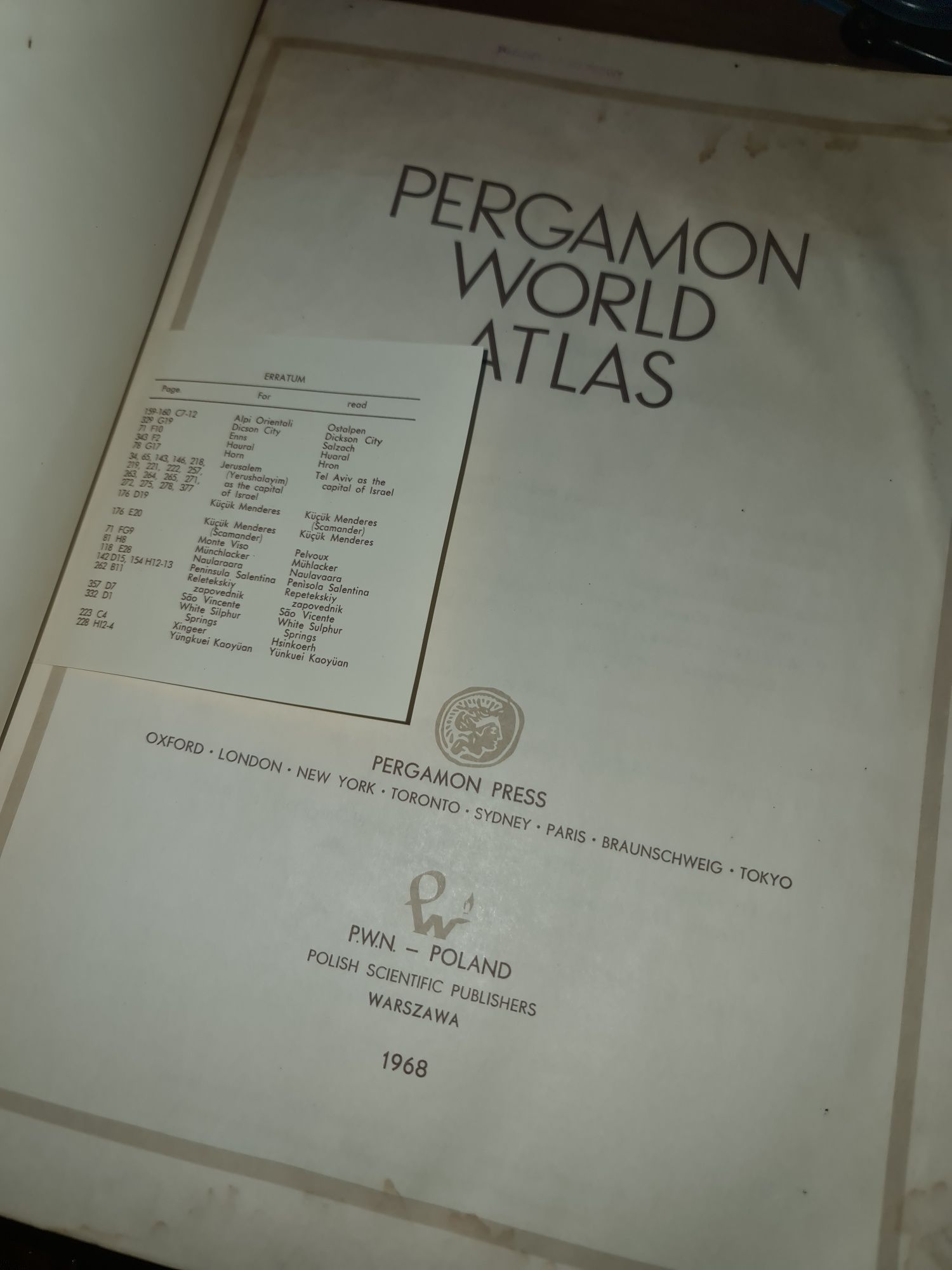 Atlas Pergamon World PWN Polsnd 1968