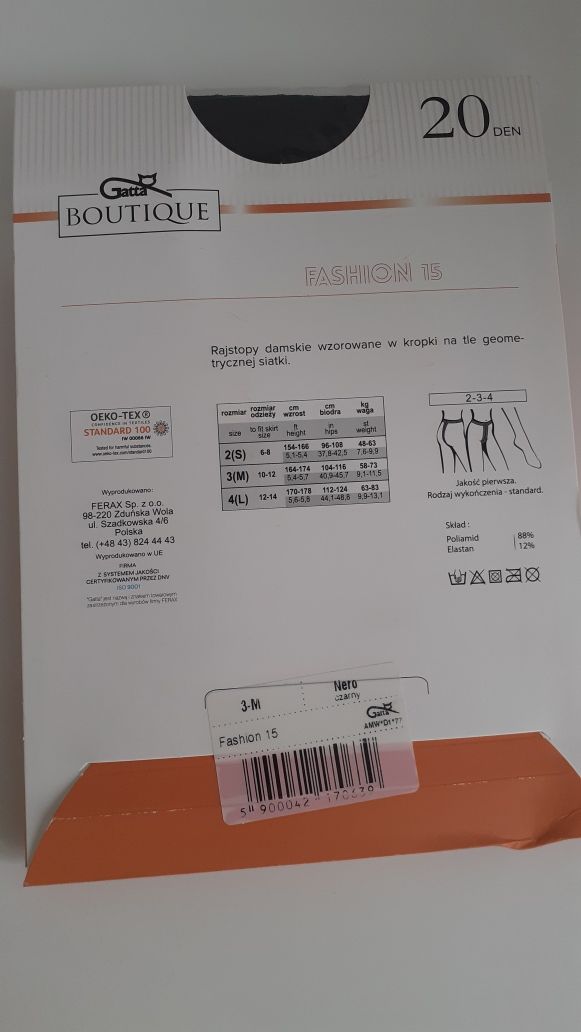 Rajstopy czarne 20 Den lycra wzory kropki siatka M 38