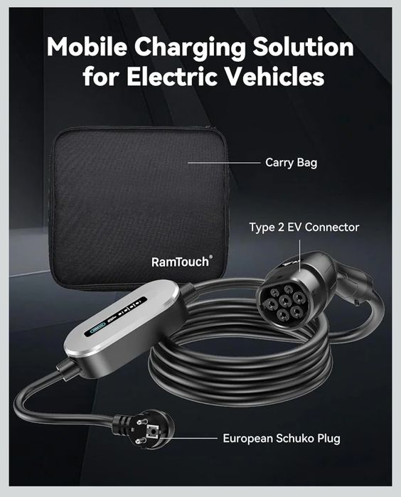 RamTouch Przenośna Ładowarka EV (3,68 kW, 16A, 1-Faza, 10,5 m)