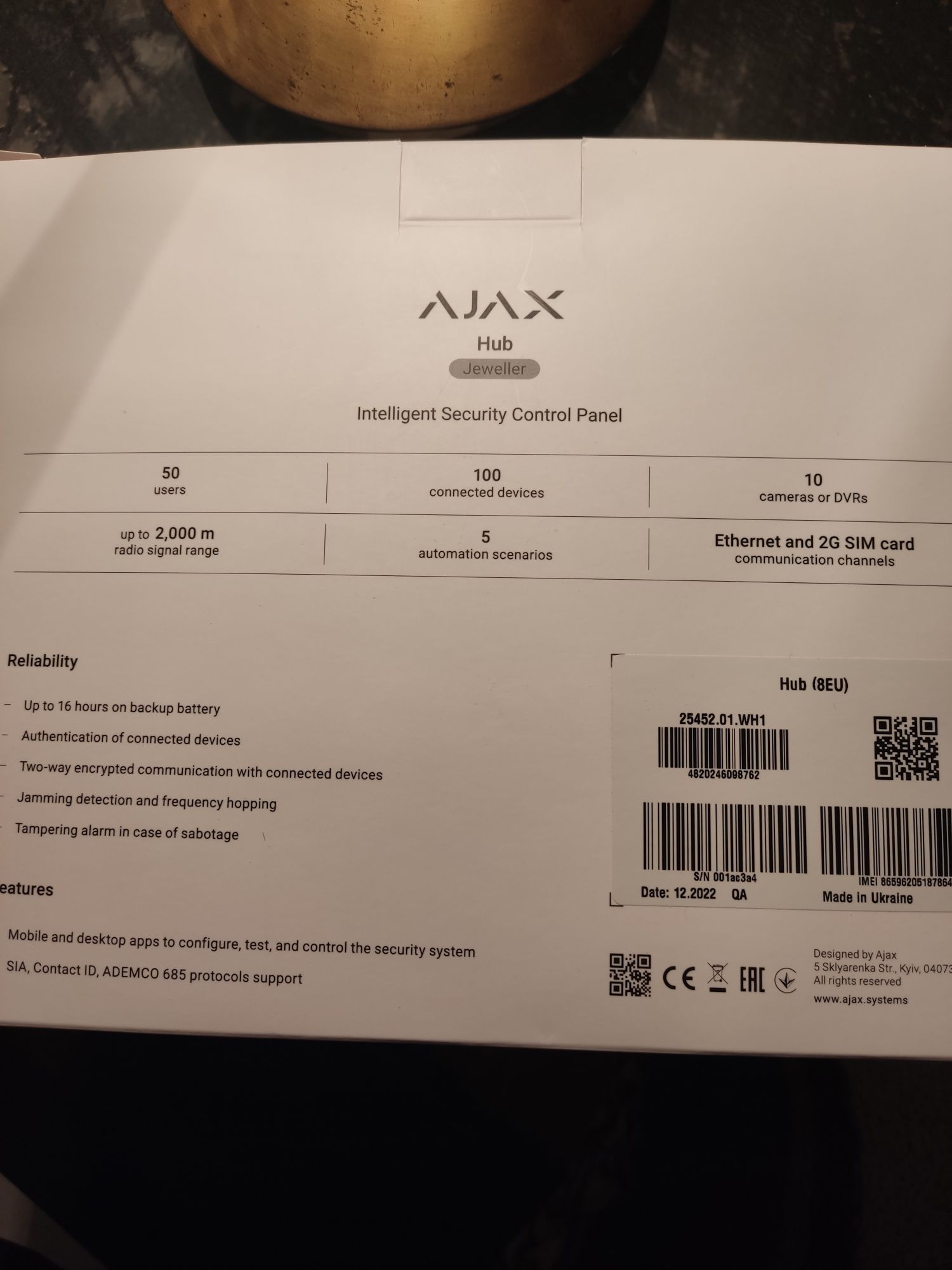Комплект сигналiзацii Ajax Hub