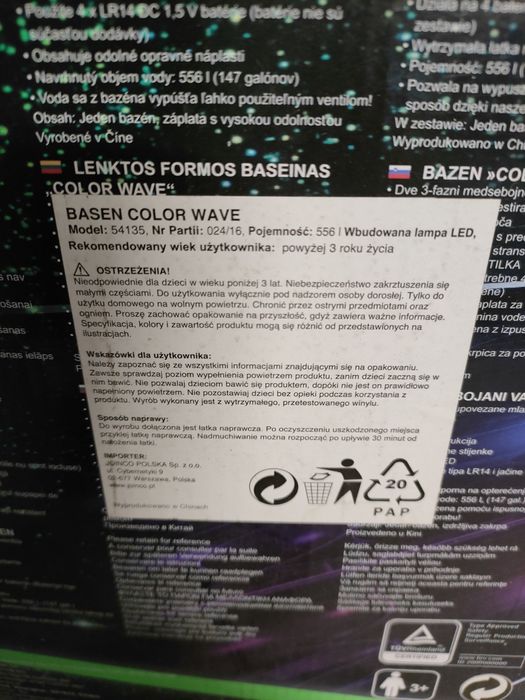 Nowy basen LED podświetleny