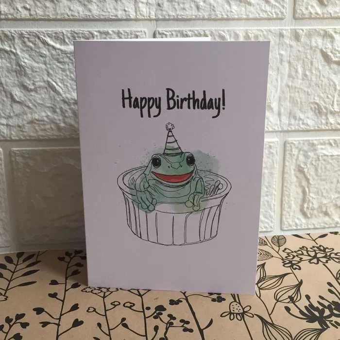 Kartka okolicznościowa urodzinowa na prezent z żabą