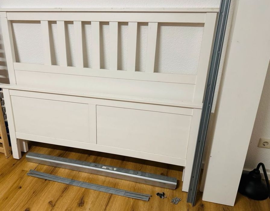 Łóżko drewniane białe Ikea Hemnes 140x200 stelaż i materac