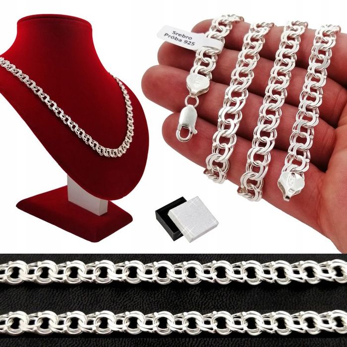 Elegancki Srebrny Męski Łańcuszek Garibaldi Pr. 925 Dla Taty Syna Dzia