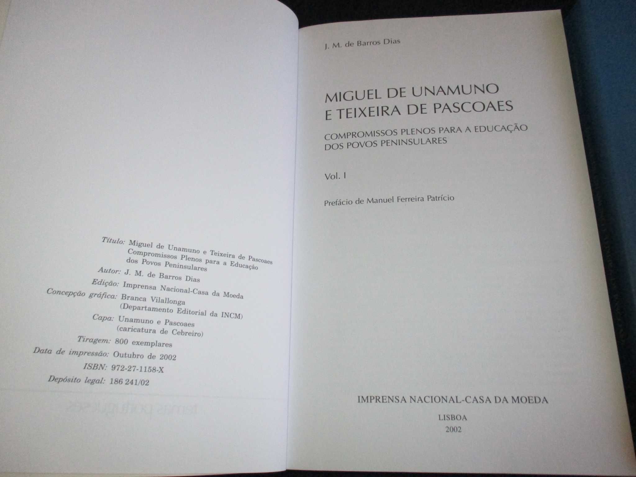 Livros Miguel de Unamuno e Teixeira de Pascoaes Temas Portugueses INCM