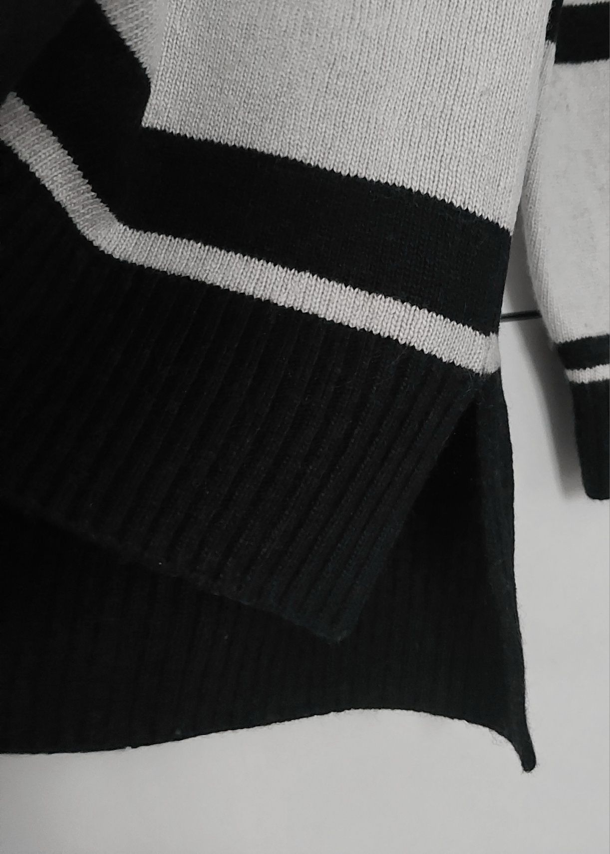 Sweter Massimo dutti 38 M w paski pasiak czarny wełniany kaszmirowy