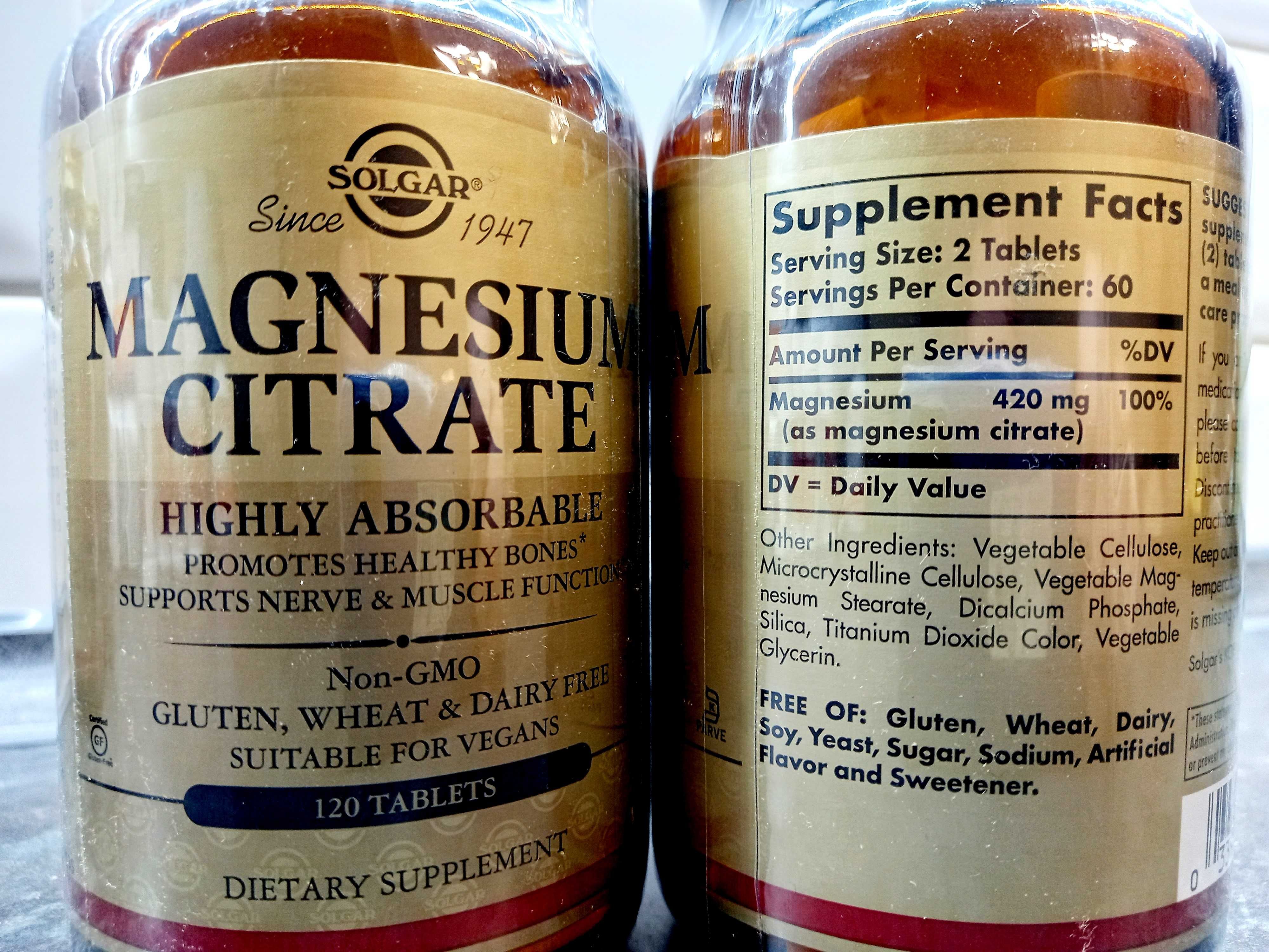 Solgar, Magnesium Citrate (120 таб.), магний цитрат, магній цитрат